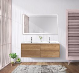 Мебель для ванной комнаты BELBAGNO KRAFT-1200, 1400 с четырьмя ящиками и двойной раковиной
